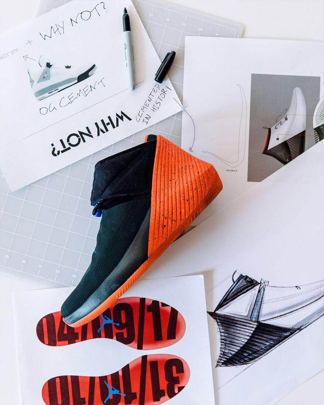 Jordanのインスタグラム：「"Westbrook’s unbelievable '16-'17 season will go down as one of the most iconic performances in basketball history. It felt right to pay homage through the lens of iconic Jordan DNA and celebrate his once in a generation accomplishment." Graphic designer Matthias Bannon describes the inspiration behind @RussWest44's #WhyNot Zer0.1 '3D King' colorway.  #JUMPMAN」