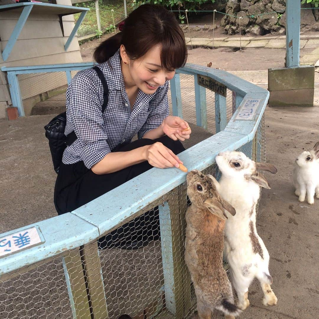 高見侑里さんのインスタグラム写真 - (高見侑里Instagram)「◡̈♥︎ お友達のうさぎに会いに…🐰❤️ 写真２枚目以降は以前#山﨑夕貴 ちゃんと伊豆大島を訪れたときのもの☺︎ 卯年生まれだからか、結構うさぎが好きです♡」4月12日 18時17分 - yuri_takami_official