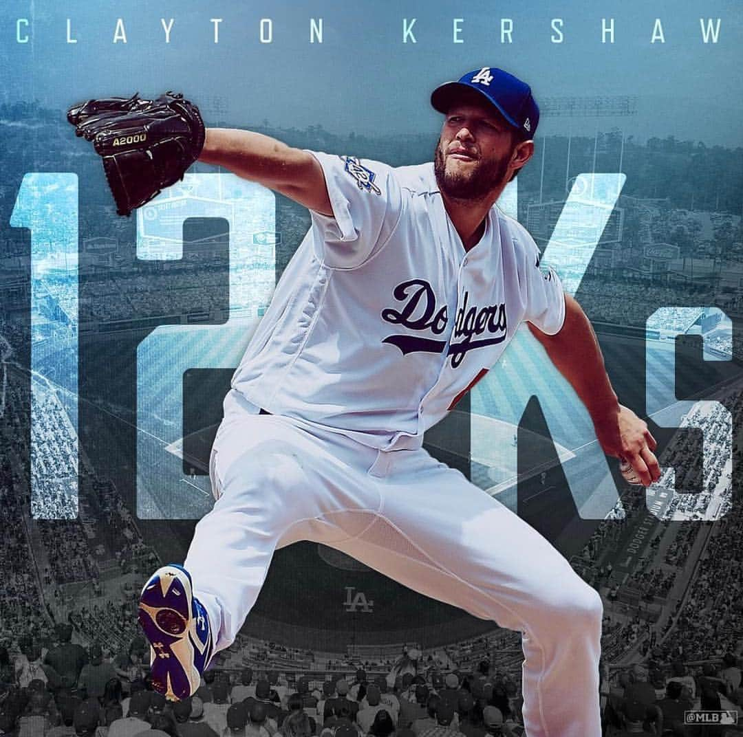 クレイトン・カーショウのインスタグラム：「Kershaw with 12 strikeouts in his first win of the season yesterday! #kershaw #kershgonnakersh #mlb #itfdb #dodgers」