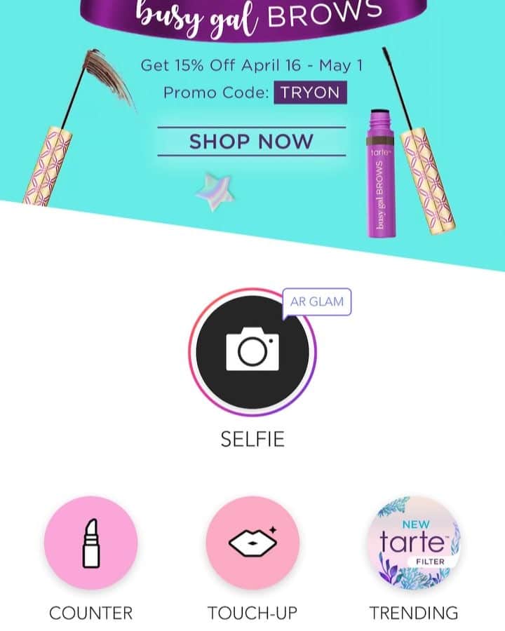 MakeupPlusのインスタグラム：「Want an INSTANT MAKEOVER BY @tartecosmetics ?😱😍💄🙋‍♀️ Try our new filter created in collaboration with Tarte, available EXCLUSIVELY in @makeupplusapp 💜 If you love the look, you can buy the products that inspired this filter in MakeupPlus Counter! 💕💕💕 #tarte #tartecosmetics #makeupplus #MakeupPlusCounter #makeover #filter #chromepaint #quickdrymattelippaint #busygalbrows #amazonianclayblush」