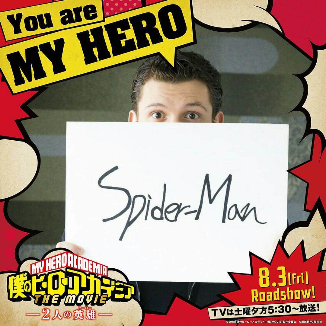 僕のヒーローアカデミアさんのインスタグラム写真 - (僕のヒーローアカデミアInstagram)「#あなたにとってのヒーローは誰ですか？ 俳優のトム・ホランドさんのヒーローは、 「 #スパイダーマン 」 でした！ "WHO IS YOUR HERO?" #TomHolland 's  HERO is… " #SPIDERMAN " ! #きっと誰もが誰かのヒーロー  #僕のヒーローアカデミア #myheroacademia #ヒロアカ #heroaca_a #トムホランド #トムホ #アベンジャーズ #avengersinfinitywar #ヒーロー #HERO」4月30日 12時47分 - heroaca_insta