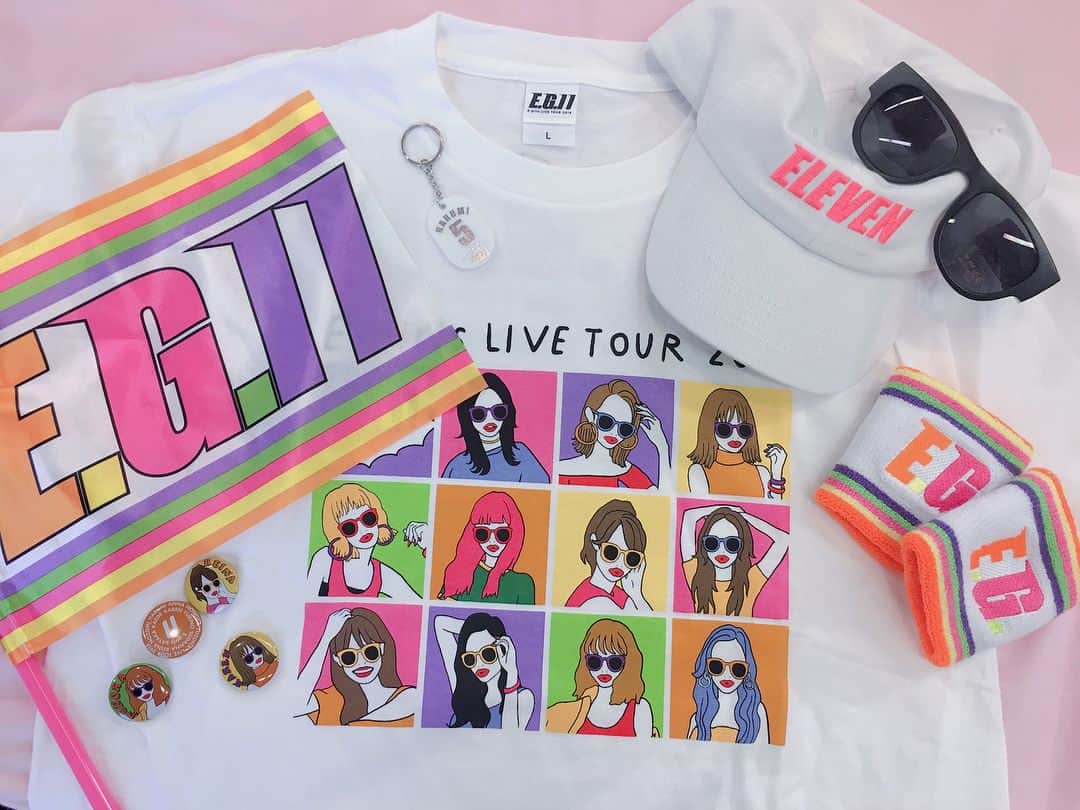 のインスタグラム：「E.G.11 ツアーグッズ解禁‼︎‼︎ 全部かわい💕  皆様 是非チェックしてみてください^ ^  晴美」
