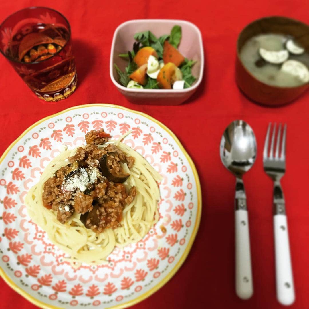 酒井瞳さんのインスタグラム写真 - (酒井瞳Instagram)「毎日ご飯は作るけど、写真撮って人様に見せる様なご飯ではない。 たまには載せてみるけど、普通のご飯なんだよ #ご飯 #トマト安い #ナスとトマトとひき肉のパスタ #なめこの味噌汁 #トマトチーズのバジルサラダ」5月2日 18時58分 - s.sakaihitomi