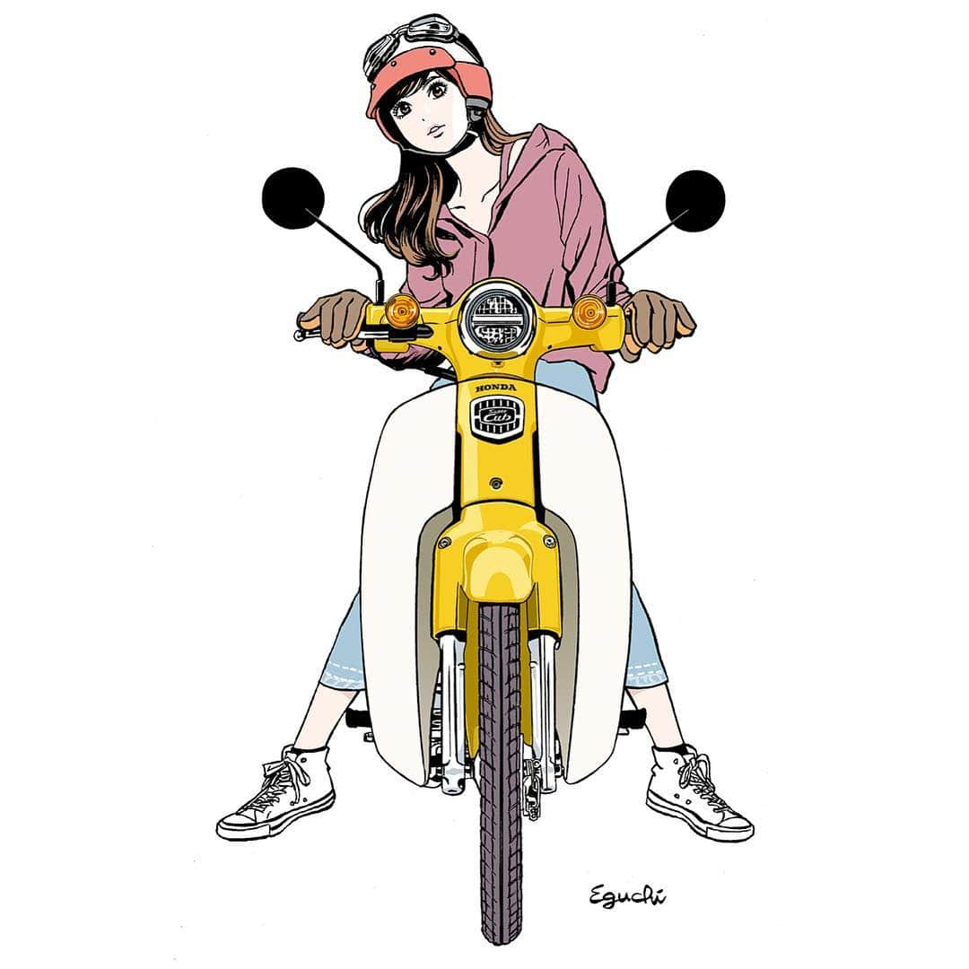 江口寿史さんのインスタグラム写真 - (江口寿史Instagram)「Dec.2017 #illustration #artwork #manga  #bandedessinee #comicart #honda #hondasupercub #motorcycle」5月4日 16時03分 - eguchiworks