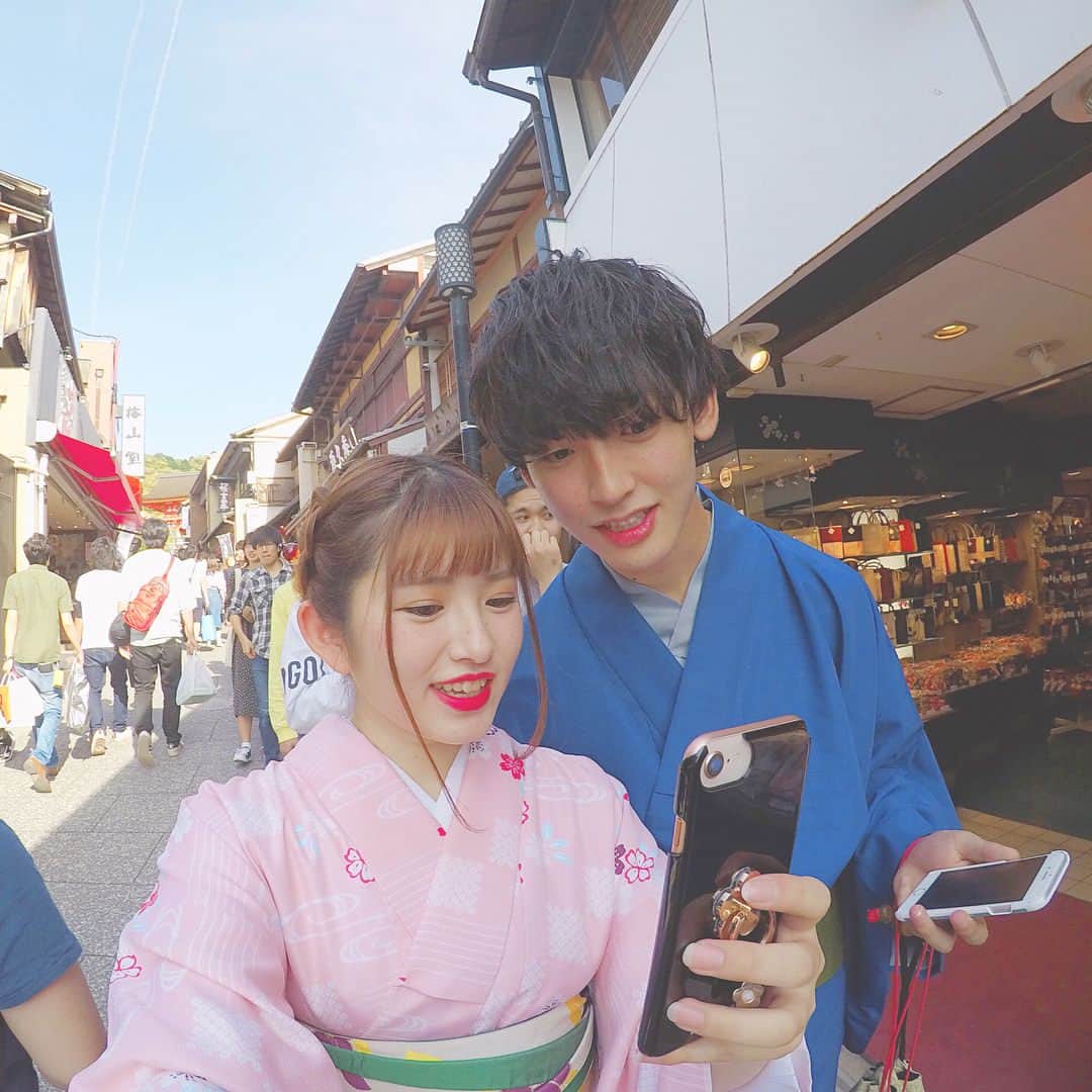 青木菜花のインスタグラム：「. . 京都にいってきたよ！ 楽しかった〜〜〜😆❤️ GWとっても満喫できました😙 . . #なのかじ #恋ステ #3ヶ月記念日 #京都 #きもと #着物 #清水寺 #instagood #instalike #l4l #followme #goproのある生活 #gopro #プリント倶楽部」