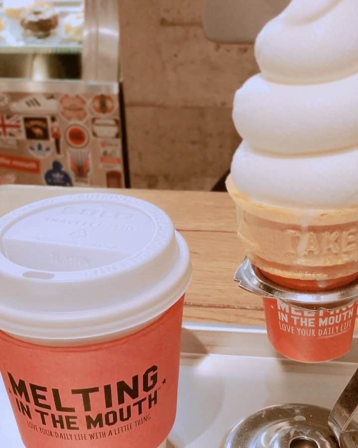 鎌田梢のインスタグラム：「#meltinginthemouth #ソフトクリーム  この前のご褒美。コーヒー美味しかった。」