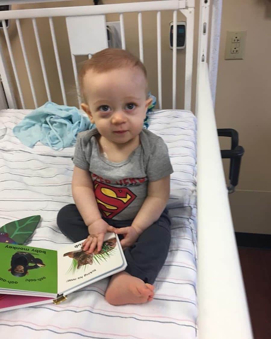 Grandma Bettyのインスタグラム：「Super Spencer ended round 2 of chemo last Friday! Thank you again for your thoughts and prayers for this sweet little guy! 🙏🏻❤️」