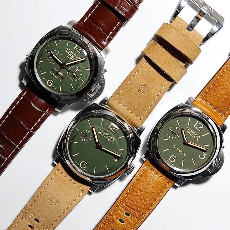 パネライのインスタグラム：「Which 💚 dial is your winner?  #Panerai  #PAM737 1950's Chrono, #PAM736 1940's Radiomir, or #PAM911 Last One For Paneristi. #PaneraiCentral 📷 by  @watchcollector.ph」