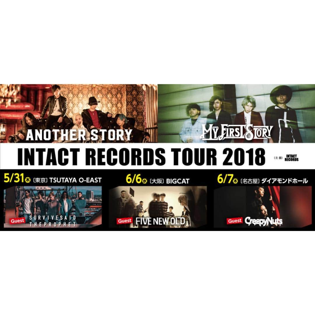 MY FIRST STORYさんのインスタグラム写真 - (MY FIRST STORYInstagram)「INTACT RECORDS TOUR 2018  MY FIRST STORY / Another Story with Guest  チケット発売中！ ※各公演チケット残り少なくなっております！ http://eplus.jp/intact/」5月9日 16時08分 - myfirststoryofficial