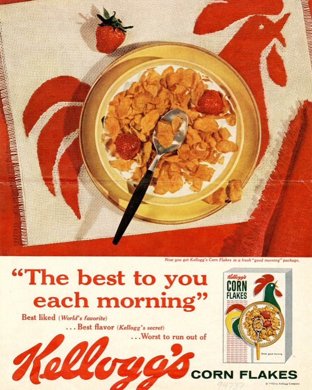 ケロッグ(Kellogg's)公式さんのインスタグラム写真 - (ケロッグ(Kellogg's)公式Instagram)「【 Kellogg’s Vintage Poster vol.1 】 ～ケロッグ のヴィンテージ広告ポスターをご紹介～ . レトロ可愛い アメリカンデザインのイラスト◎ . いつの時代も変わらない サクサク コーンフレークとミルクのバランス☺ 見るだけで自然と食欲が高まりますね！ . 栄養バランス満点の朝食で素敵な一日のスタート! . .  #ケロッグ  #kelloggs  #シリアル  #復刻版  #ビンテージ  #ケロッグ55周年  #CORNFLAKES #VintageKelloggs #ビンテージ雑貨 #レトロ  #コーンフレーク  #コーンフロスティ  #コーネリアス  #コーニー  #トニーザタイガー  #アメリカン雑貨  #朝時間  #朝ごはん  #朝食  #豊かな食卓  #幸せの食卓部  #おうち朝ごはん  #モーニング  #おうちモーニング  #todaysbreakfast #mybreakfast #breakfast #goodmorning #gm」5月9日 19時14分 - kellogg_japan_official