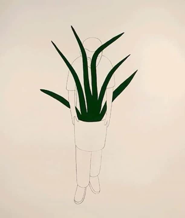 のインスタグラム：「Embellished print for @exhibitiona coming this week. Each of the edition of 50 has a unique hand painted plant.」