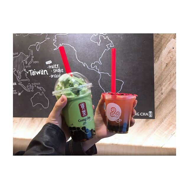 北川綾巴のインスタグラム：「#gongcha #ゴンチャ #抹茶スムージー #タピオカ #yummy #💓」