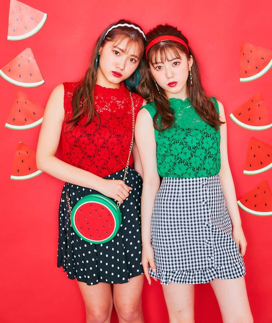 Popteenさんのインスタグラム写真 Popteeninstagram Popteen7月号の パッピンスコーデ スイカをイメージした涼しげ2コ1ファッションを召し上がれ Popteen ポップティーン 7月号 中野恵那 ちゃんえな 古田愛理 あいりる パッピンス すいか 夏