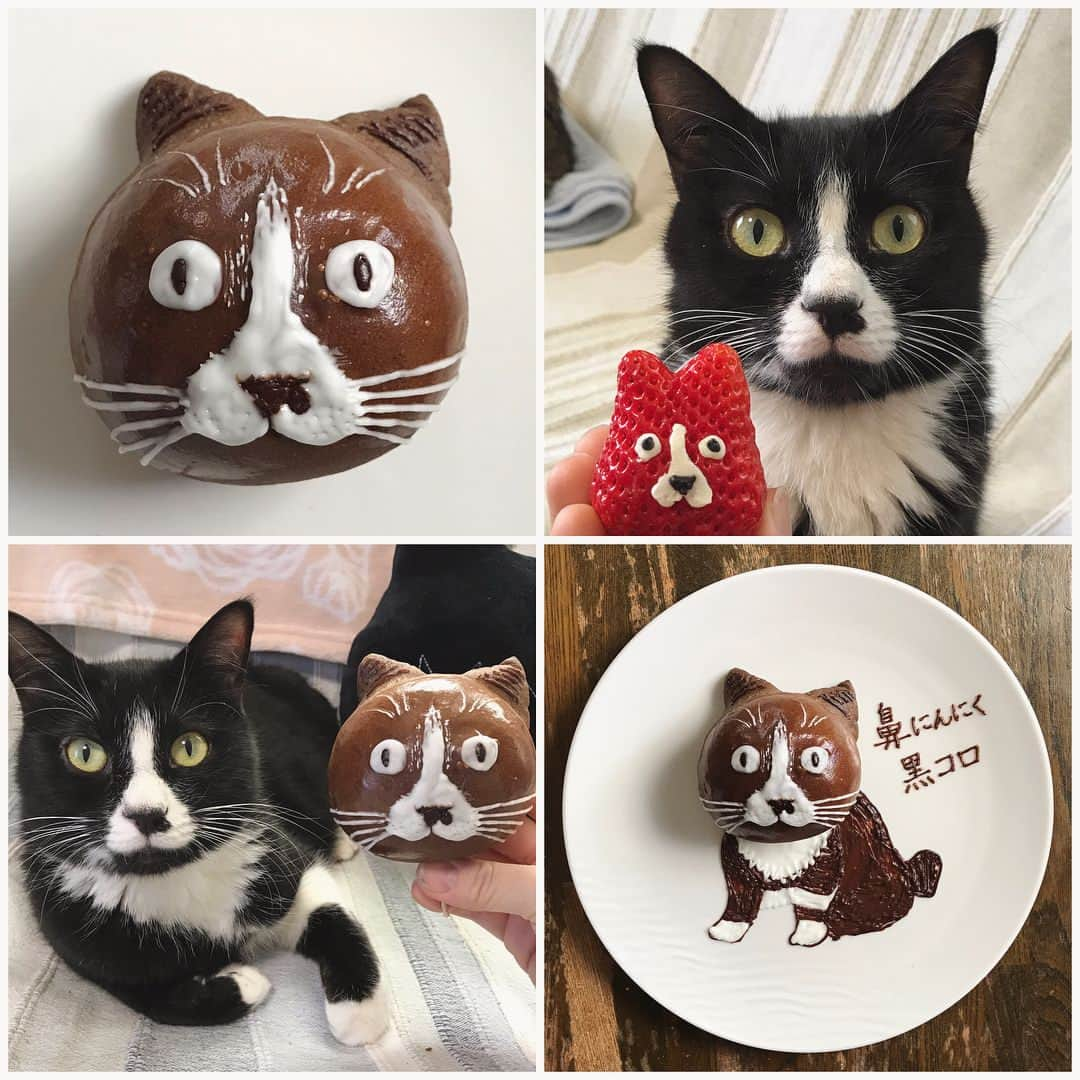 もじゃころさんのインスタグラム写真 - (もじゃころInstagram)「今日の #あいちゃんのお絵かき猫パン は単純で簡単な顔で同じみ、鼻にんにく黒コロ♀です❣️100点満点でちゃったと思うんです💯💯💯💯💯この顔は完璧マスターしたぜ👍👍👍👍👍 #今日は忙しかったので持ち帰って自宅作業  #自己評価高め  #鼻にんにく黒コロ  #cafe9456 #パン #🍞 #キャラパン」5月22日 17時22分 - mojyacoro96