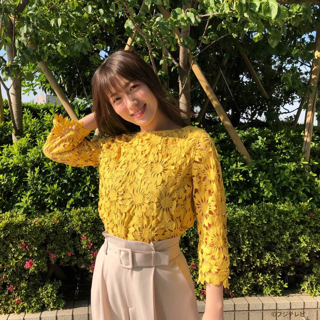 フジテレビ「めざましテレビ」さんのインスタグラム写真 - (フジテレビ「めざましテレビ」Instagram)「5月22日（火）きょう何着て行く？ ・ ファッション雑誌CanCamとコラボした お天気コーナー「きょう何着て行く？」 阿部華也子ちゃんの毎日のコーデを紹介♪ ・ 【きょうのコーデ】 ブラウス→#&.NOSTALGIA 3900円 パンツ→#JILLbyJILLSTUART 1万600円 靴→#セヴントゥエルヴサーティ ２万3000円 ピアス→#ステラハリウッド 2300円 ・ 【コーデのポイント】 きょうの主役はブラウスです👚 ひまわりを描いたようなイエローの花柄レース ブラウスが夏っぽさ満点🌻 一枚投入するだけでHAPPY感が漂います🎵 通勤ならとろんとしたとろみ素材のワイドパンツを 合わせて大人っぽく、休日はデニムと合わせて カジュアルに着るのがオススメです🍀 ・ #めざましテレビ #きょう何着て行く？ #阿部華也子 #今日のコーデ#コーデ #CanCam #今日のファッション#ootd #きょう何着て行く？は月〜金朝6時22分ごろ放送！」5月22日 21時16分 - mezamashi.tv