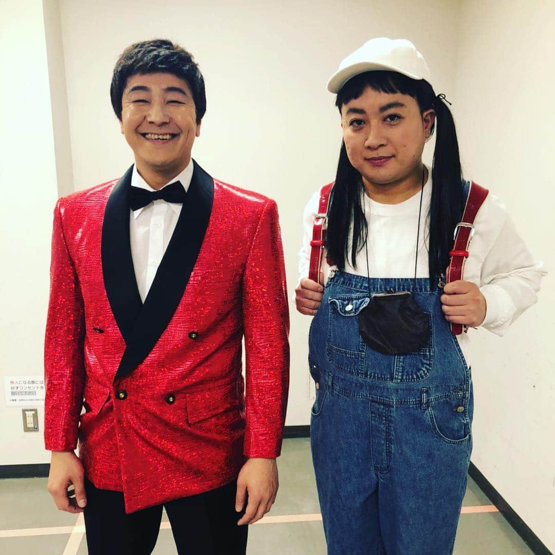 長田庄平のインスタグラム：「ものまねグランプリありがとうこざいました！ この後はウチのガヤ！！ #ものまね #ものまねグランプリ #坂本九 #安達祐実 #おおふざけ #楽しい #チョコレートプラネット」