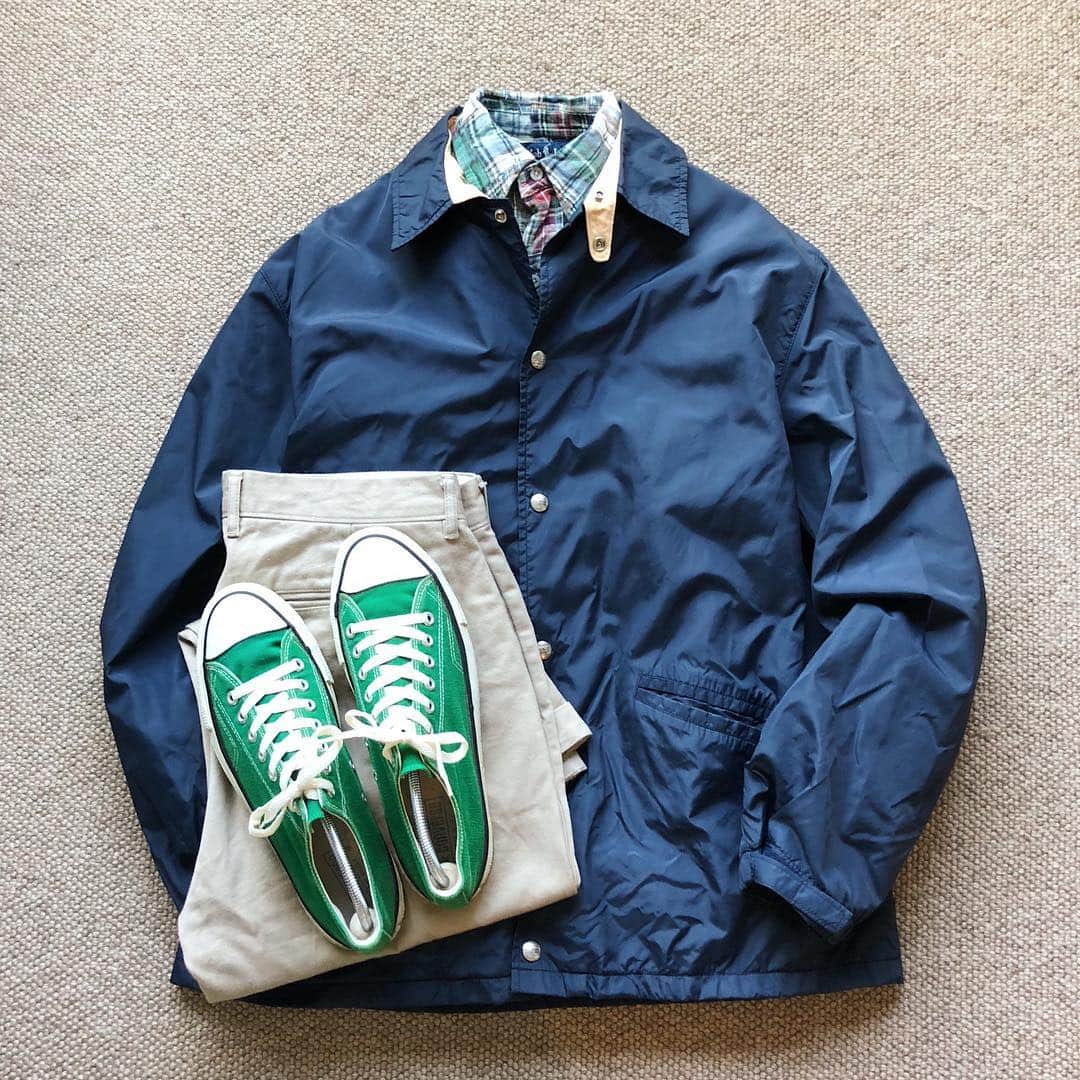 the.daily.obsessionsさんのインスタグラム写真 - (the.daily.obsessionsInstagram)「Today's Outfit. ↓ ＊80's Vintage #LLbean Chin Strap Nylon Coach Jacket ＊90's Old #PoloRalphLauren Patchwork Madras Plaid BD-Shirt Made in India ＊#Tellason Slim Fit Chino Trousers ＊80's Vintage #Converse All Star Lo Made in USA」5月23日 8時19分 - the.daily.obsessions