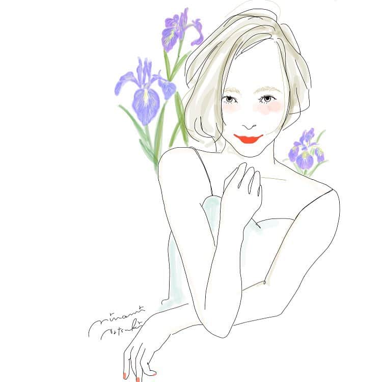 南夏希さんのインスタグラム写真 南夏希instagram むちむちshot 511 来月発売のinred7月号で描かせて頂いた絵がお気に入り やっぱり花はいいなあー アイリス Flower 花 Illust Drawing Illustration Fashion ファッションイラスト おしゃれ
