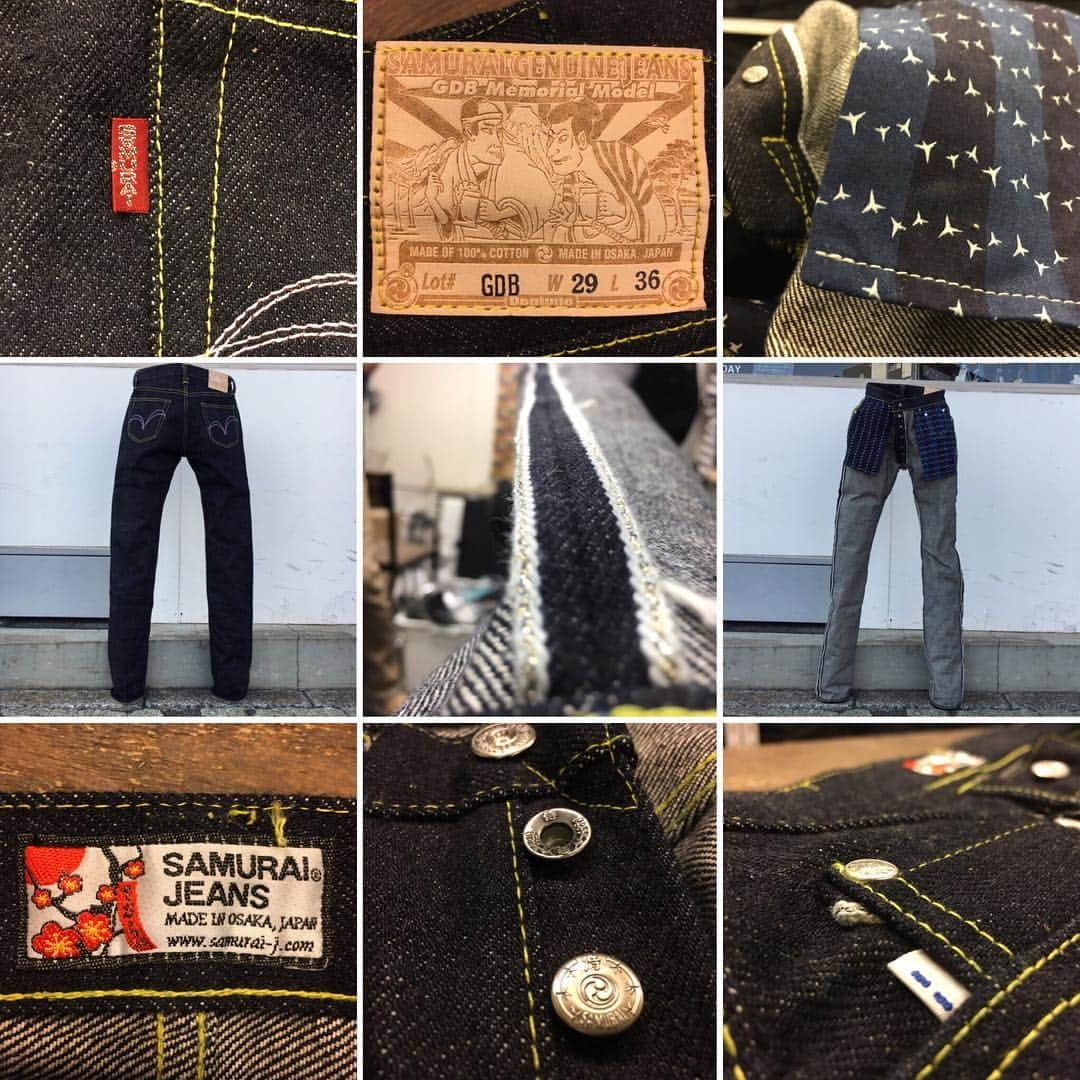 Denimioさんのインスタグラム写真 - (DenimioInstagram)「Pre-order is live now! Here are the amazing specs for the #samuraijeans #gdbmemorialmodel S710OG25XX-GDB: - Cut: S710XX - Fabric: 25OZ gold selvedge - Pocket bags: Shuriken on one and Makibishi on the other - Inside Back Pockets(with hidden arcs!!!)：reinforcement fabric on the entire pocket with Samurai's original selvedge ox-fabric in blue - Buttons：Hinode, Matsu, Take, Ume and Taiko!!! - Rivets: Yamato Sakura - Back Pockets: Hidden arc + double arc with 67 pink - Red tab: Silver inverted A on the back pocket, DENIMIO tab on the coin pocket! - Waist band: Naniwa tab on the waist band area - Sewing: 237 Lemon Yellow throughout - custom patch to celebrate the #greatdenimbattle between ONI and Samurai! + since the amount of customisation is crazy even by SAMURAI JEANS, samurai owner Noogami-san will hand-sign every single pair 😱😱😱!!! Get this one of a kind masterpiece that has been designed by the six finalists of the #greatdenimbattle!!」5月28日 17時26分 - denimio_shop