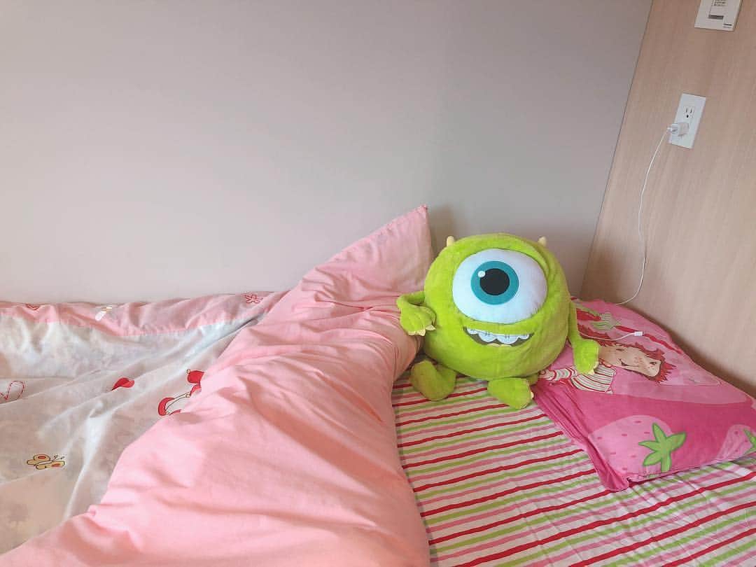鍋本帆乃香のインスタグラム：「意外とピンクな私のベッド🛏」