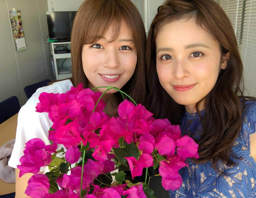 久慈暁子さんのインスタグラム写真 - (久慈暁子Instagram)「* 堤さんと😚❤︎ 私のブーゲンビレアの鉢植えと一緒に🌺 * #アナウンス室 #ブーゲンビレア」6月1日 22時01分 - kuji_akiko