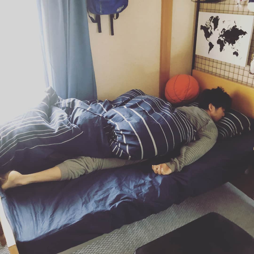 おっさんずラブ 武蔵の部屋のインスタグラム：「ついに来ました皆さん。ついに私はゲットしました。これが噂の。これが、噂の‼️‼️‼️ #うつ伏せで寝るぅー👊 #大スクープだお👀✨ #武蔵FRIDAY #金曜だけに #にしても可愛すぎるぅぅぅーーー😭🙏🙏🙏 #１年前屋上では #はるたんそんなんじゃねえよ💢 #と言いましたが #そんなんでした #裏どり完了しました👮‍♂️ #今は俺だって #はるたんの悪いところ１０個言えるもんね〜🔥 #いや何なら１００個言えるもんね〜🔥 #それでも好き #そういう気持ちを愛と呼ぶのだろうか #俺のライバルM #昨日の敵は今日の友って古い言葉があるけど #いつか彼ともそんな風になれるのだろうか」