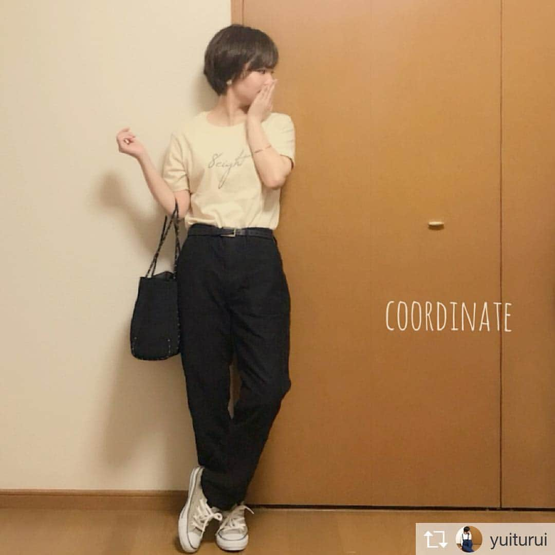 セレクトショップ8eightさんのインスタグラム写真 - (セレクトショップ8eightInstagram)「Repost from @yuiturui @TopRankRepost . . おつかれさま♡ @select_shop_8eight さんの オリジナルtシャツ シンプルでかわいーよー♡ あたしは#ベージュ 着てみたよ♪ やっぱりベージュ♡すきーー♡( ❛⃘ੌᵕ ❛⃘ੌ ) 暗く写っちゃって色変えなきゃ見えなかった件☝︎ スカートにも合わせたからまた後日載せるね♪ . . . #セレクトショップ8eight  #PR#ロゴt#tシャツ#シンプル#シンプルコーデ#チノパン#exsome#converse#qbag#ママコーデ#コーデ#今日のコーデ#ファッション#コーディネート#おちびの輪#おちびコーデ#148cm#ショートヘア#ショートパーマ#お洒落さんと繋がりたい#服#服好きな人と繋がりたい . . . . Photo by @yuituruiさん」6月9日 14時20分 - select_shop_8eight