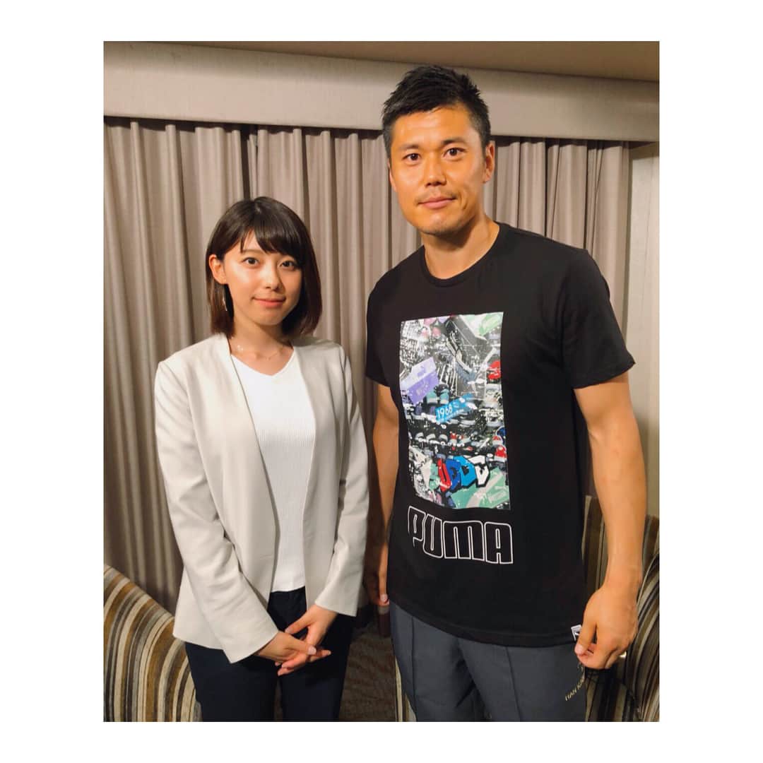 上村彩子さんのインスタグラム写真 - (上村彩子Instagram)「. 先週のS☆1はワールドカップ中継のためお休みでしたが、今週からまた通常通りのスタートです✨ . 私たちにたくさんの感動を与えてくれたサッカー日本代表が木曜日に帰国✈️🇯🇵西野ジャパンのみなさま本当にありがとうございました！ . 日本を救ってきたスーパーセーブや守備の話もききたかったのですが、今回のS☆1では川島選手、昌子選手にベルギー戦の3失点目についてのお話を中心に聞いてきました。川島選手は『正直見たくない』と、昌子選手は『今までの人生で一番悔いがのこる』『帰ってくる機内でも悔しくてなかなか眠れなかった』、というあのシーン、選手は何をかんじて、今後どう繋げたいのか。複雑な想いの中語ってくださいました😢 0:30〜のS☆1でご覧ください！ . #西野ジャパン#サッカー日本代表 #川島永嗣 選手#昌子源 選手」7月7日 18時13分 - saekokamimura