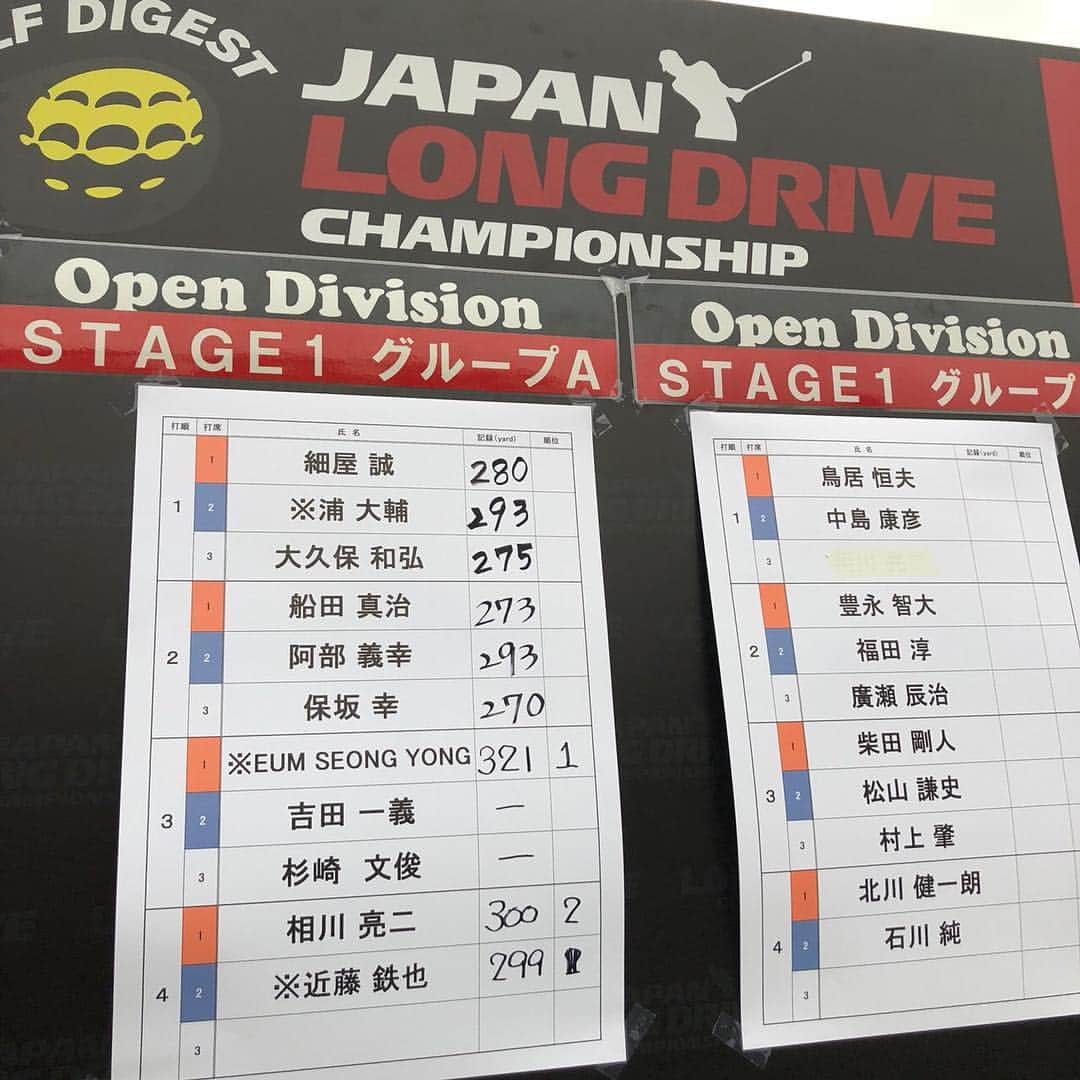 相川亮二のインスタグラム：「初出場❗️ 決勝で敗退です。甘くないよね… 筋トレしてまた出たいね😁 #相川亮二#ドラコン#workout#300yd」