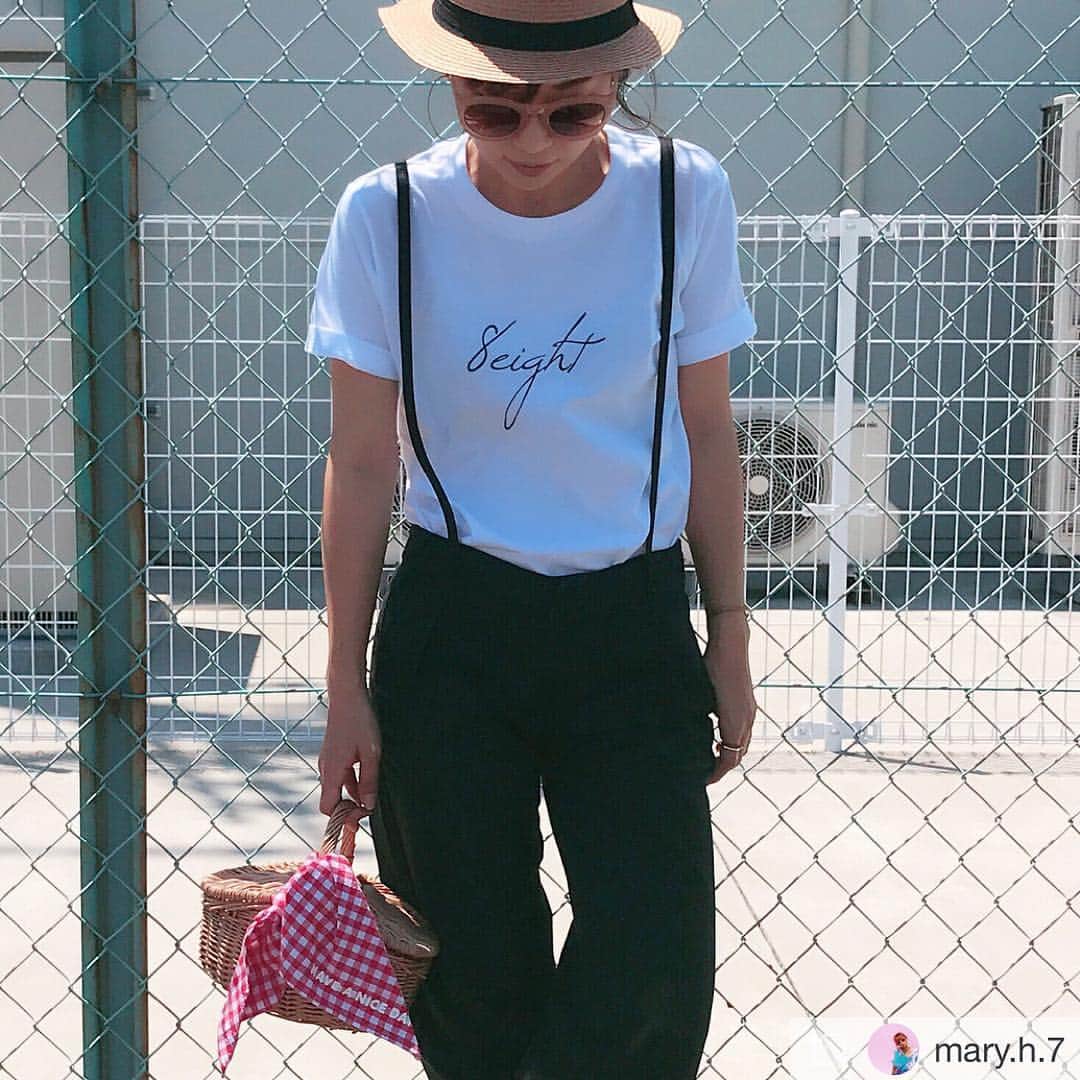 セレクトショップ8eightのインスタグラム：「Repost from @mary.h.7 @TopRankRepost ＊ #セレクトショップ8eight 💕のTシャツ💓 ＊ プチプラだから色んなカラーを揃えられるところがまた嬉しい😍❤️ ＊ @select_shop_8eight 💓 ＊ ＊ #Tシャツ#プチプラ#fashion#style#look#igers#insta#mineby3mootd#japanesegirl#genic_fashion#code#outfit#summer#instafashion#fashionista#webshop#followme#f4f#ig_japan#カンカン帽#ダイソー#daiso#カゴバッグ#ママ#ファッション#コーデ#ママファッション#ファッションアイテム#夏コーデ . . . . Photo by @mary.h.7さん」