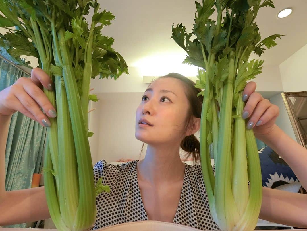 松本まりかさんのインスタグラム写真 - (松本まりかInstagram)「これでも控えめセロリ💓これまでの野菜たち、ぜーんぶひとまとめに使うの。ん？半端ないって❓」6月21日 3時35分 - marika_matsumoto