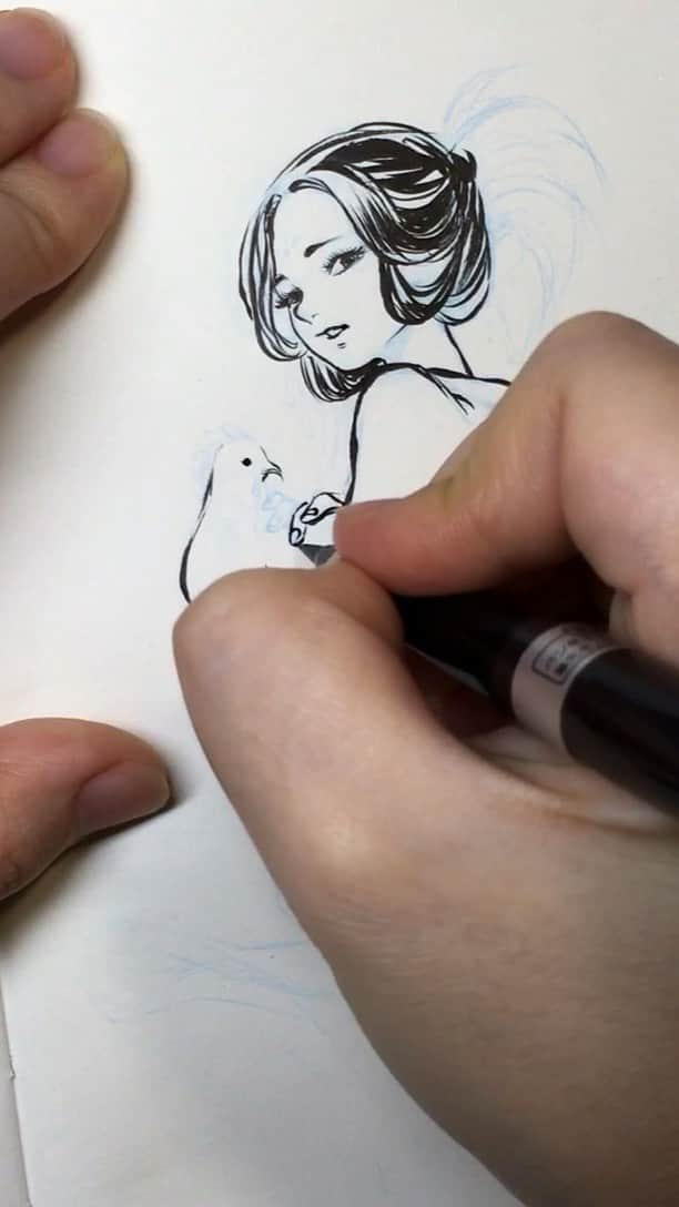 Qing Hanのインスタグラム：「Some unedited slower footage of this drawing haha. The full video is on my YouTube~! YouTube.com/qinniart 😁」