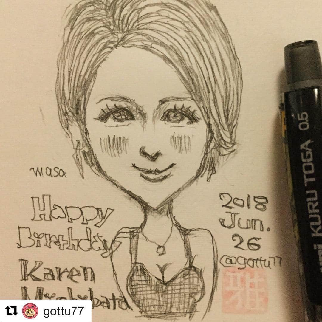 道端カレンさんのインスタグラム写真 - (道端カレンInstagram)「嬉しい😊ありがとうございます！❤️ #Repost @gottu77 with @get_repost ・・・ #道端カレン さんの誕生日ってことで#ラクガキ。ショートヘアもステキだね。以前MCをされてた福岡の番組#GeeBee でマラソンにチャレンジされてたの観てたけど 今やアスリートばりに活躍されてて凄いなぁ と。怪我 心配ですが また復活して福岡にも来てほしいなっ。 @karenmichibata  #似顔絵#art#drawing#illustration#instaart#portrait#道端三姉妹 #道端ジェシカ#道端アンジェリカ #マラソン#トライアスロン」6月27日 4時57分 - karenmichibata