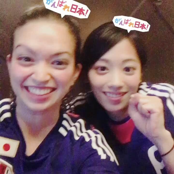 ダンドイ舞莉花のインスタグラム：「GO JAPAN!!! #worldcup #japan #JPNPOL #W杯 #fifaworldcup #fifa #fifaworldcup2018 #gojapan #日本代表 #がんばれ日本 #二宮芽生」