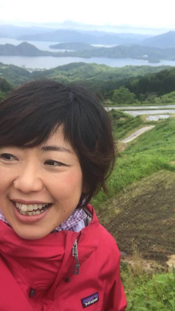 小谷あゆみのインスタグラム：「IGTVってどんなものか とりあえず試してみよう！ ニッポンの棚田テレビ〜〜❣️ 京都府宮津市、 上世屋の棚田からさらに山の上、松尾にある一本桜のそばです 丹後半島を見下ろす棚田 にほんの里100選」