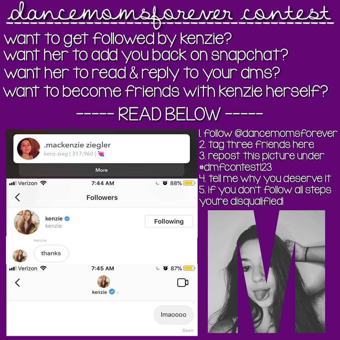 Brooke Marie Hylandのインスタグラム：「-- if you wanna enter this contest just follow the rules on the picture !! follow @dancemomsforever (me) and tag three friends on this post !! repost this picture with your reason as to why i should pick you OR dm me saying why i should pick you. you must do all this stuff or you aren't eligible for it!! hope this is fun!! #dancemoms #dancemoms1  @kenzie」
