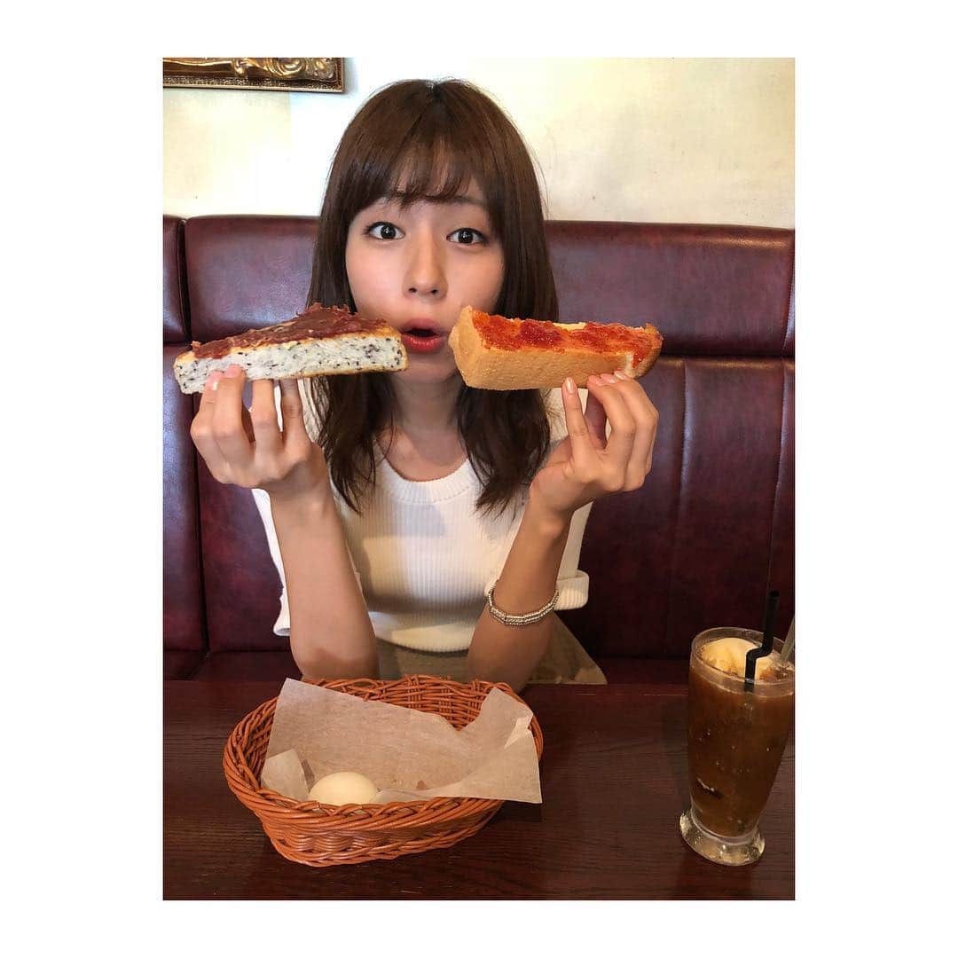堤礼実さんのインスタグラム写真 - (堤礼実Instagram)「とある目的のため、母と名古屋へ✨🍤🏯✨ . #ちゃんとモーニング食べました #小倉トーストとジャムトースト #でらうみゃー」8月2日 17時37分 - reimi_tsutsumi1123