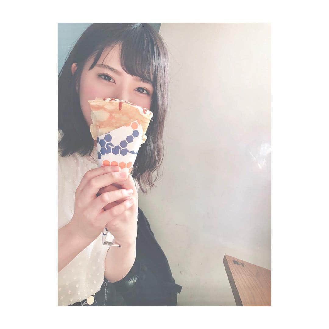 清水麻璃亜のインスタグラム：「* 美味しかったクレープ #今日の美味しみず #今日じゃないけど #クレープ #キャラメル」