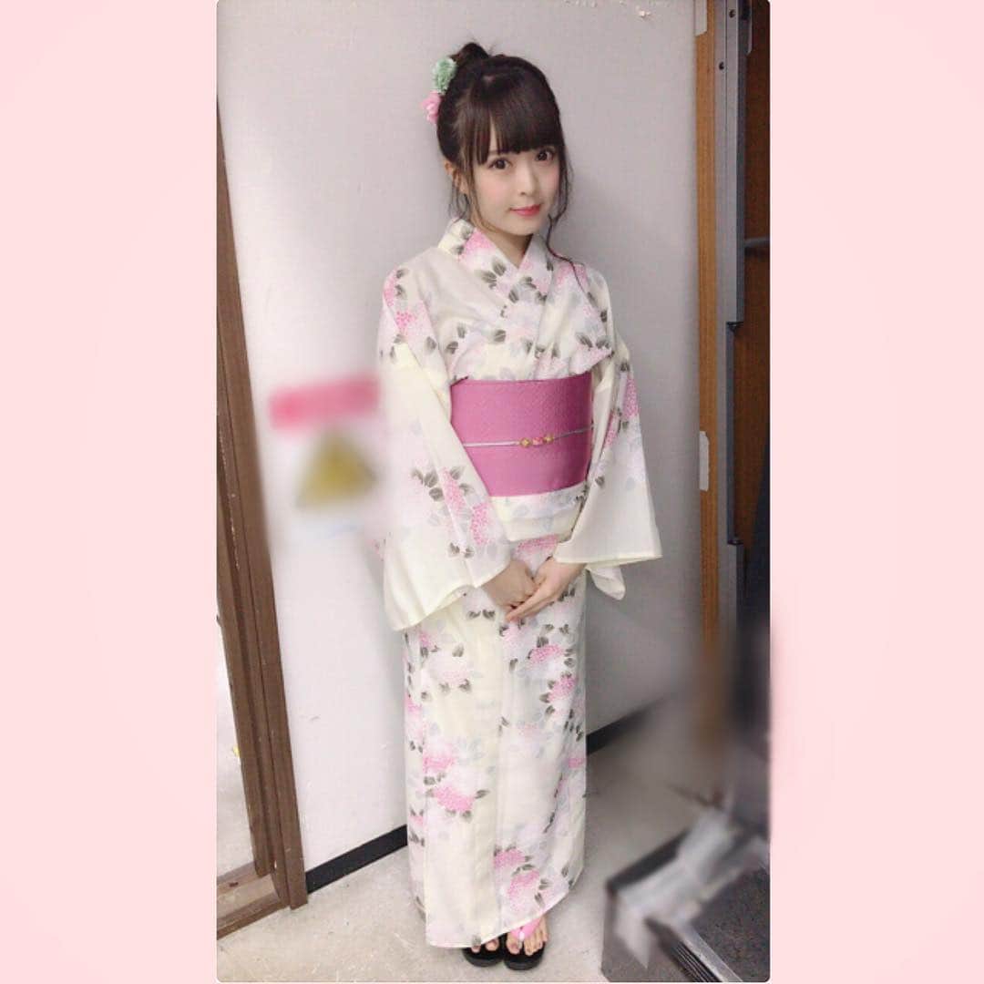 木月沙織のインスタグラム：「今年初 #浴衣 🍅 まゆみプロデュース #月曜から放プリ ありがとう✨  #放プリ #放課後プリンセス #houkagoprincess  #夏 #和服 #着物 #和 #あじさい #お団子ヘア #japanesegirl #japaneseidol #idol #yukata」