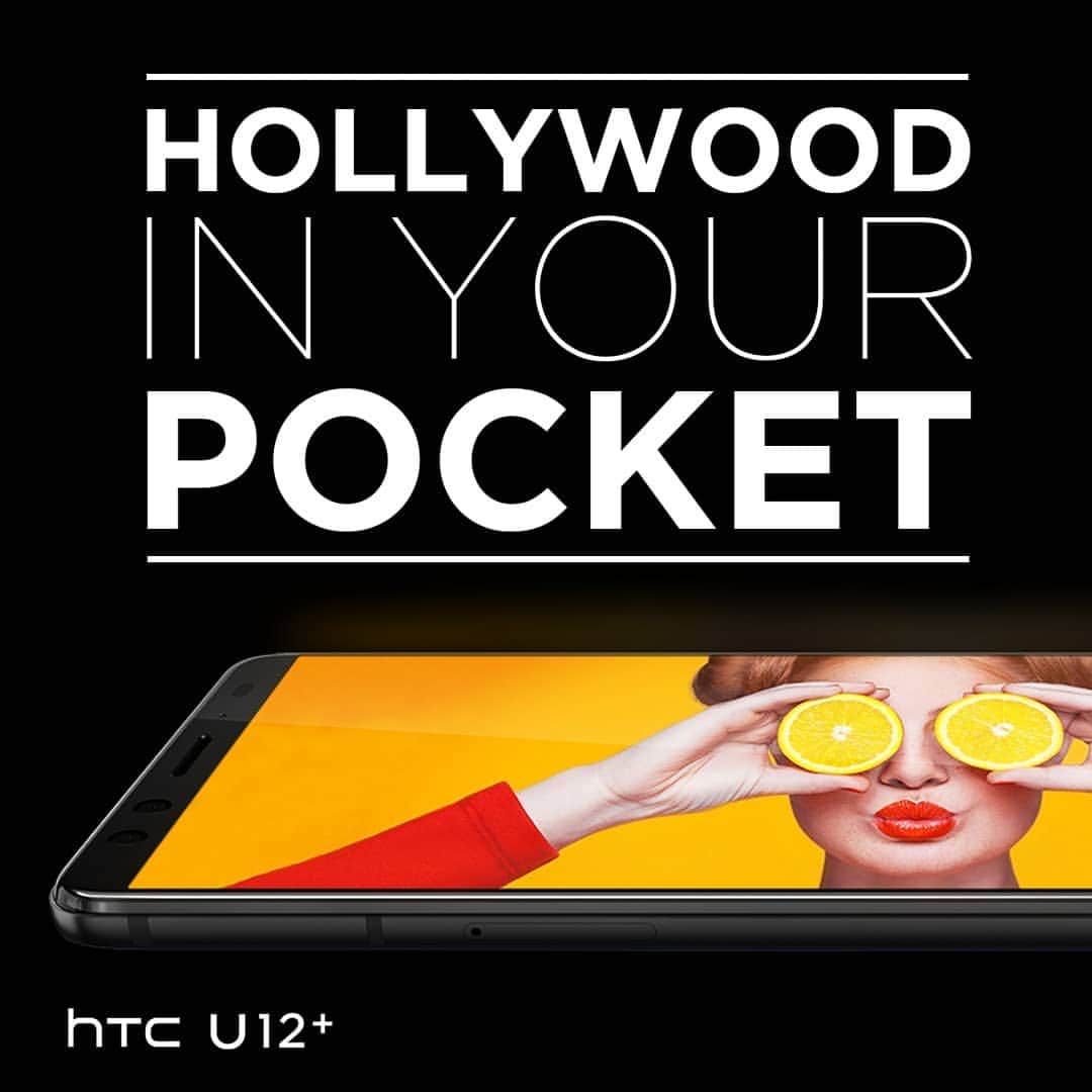 のインスタグラム：「Vivid colors + audio that booms. The HTC U12+ was born for the spotlight. 🍿 #HTCU12Plus」
