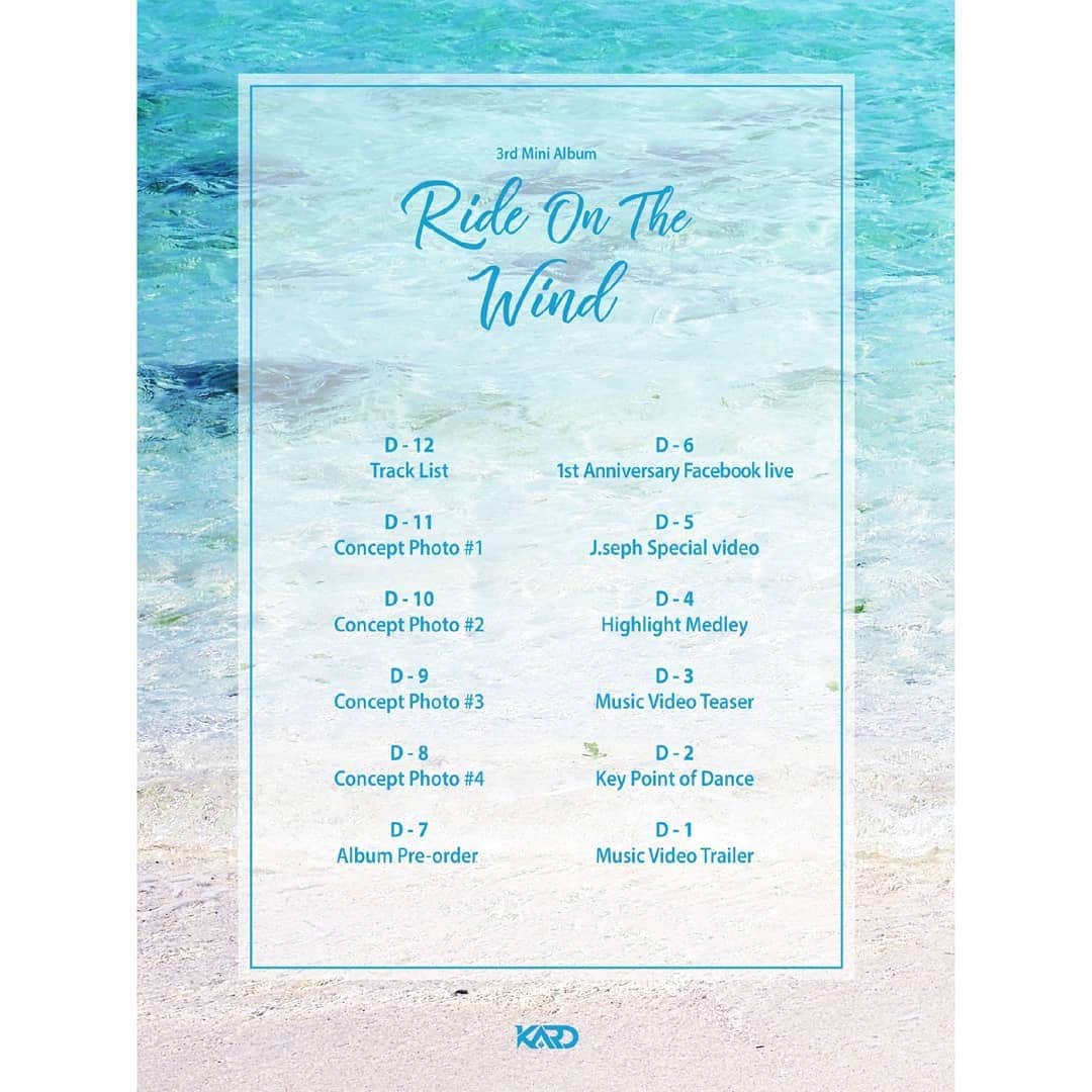 K.A.R.Dさんのインスタグラム写真 - (K.A.R.DInstagram)「#KARD 2018.7.25  3rd Mini Album "RIDE ON THE WIND" Time table  #Rideonthewind #0725 #BM #JSEPH #SOMIN #JIWOO」7月13日 0時00分 - official_kard