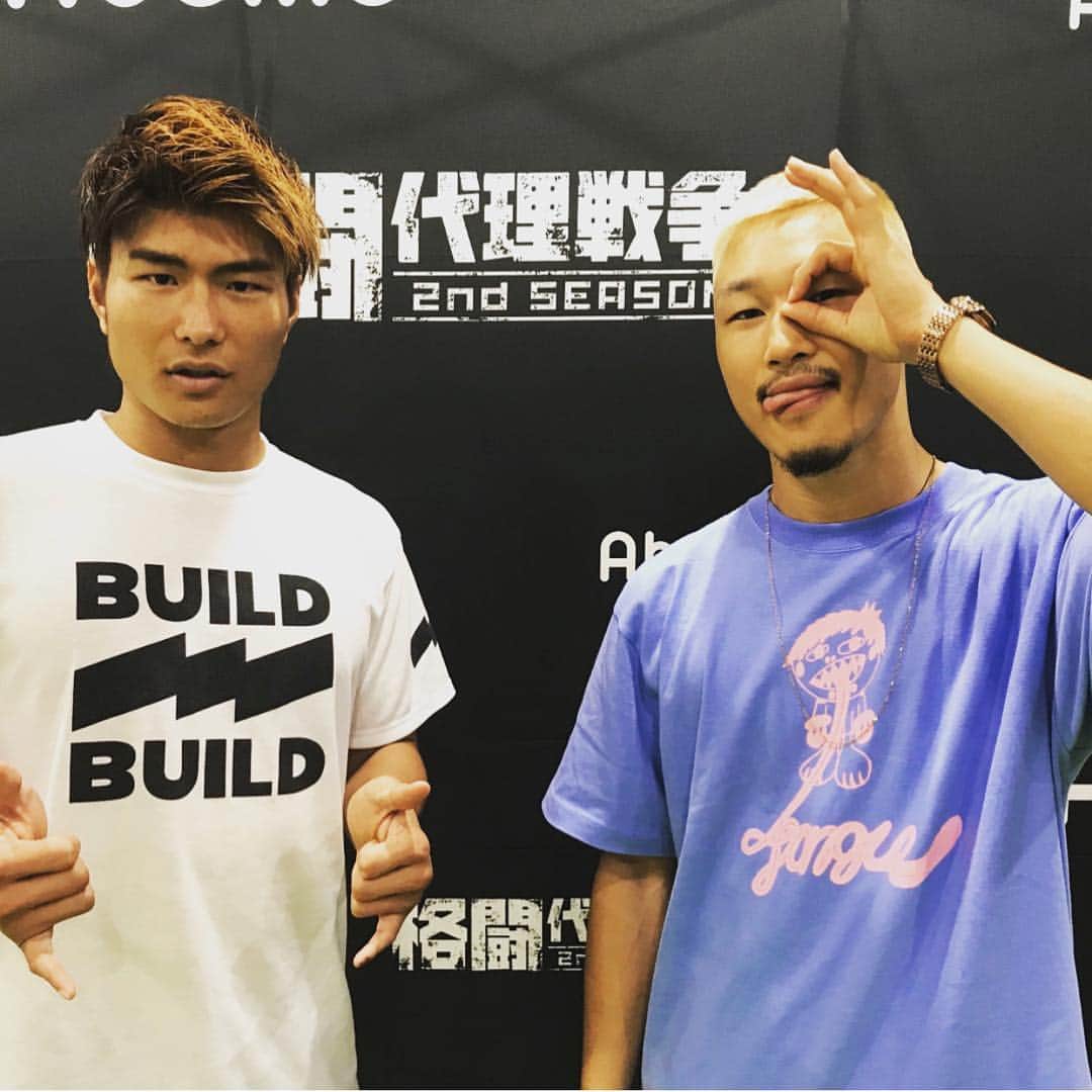 山本”KID”徳郁のインスタグラム：「格闘代理戦争決勝戦 AbemaTV 今夜21:30 辻本選手,スソン選手応援よろしくお願いします！！@kenya.tsj @susung83iam」