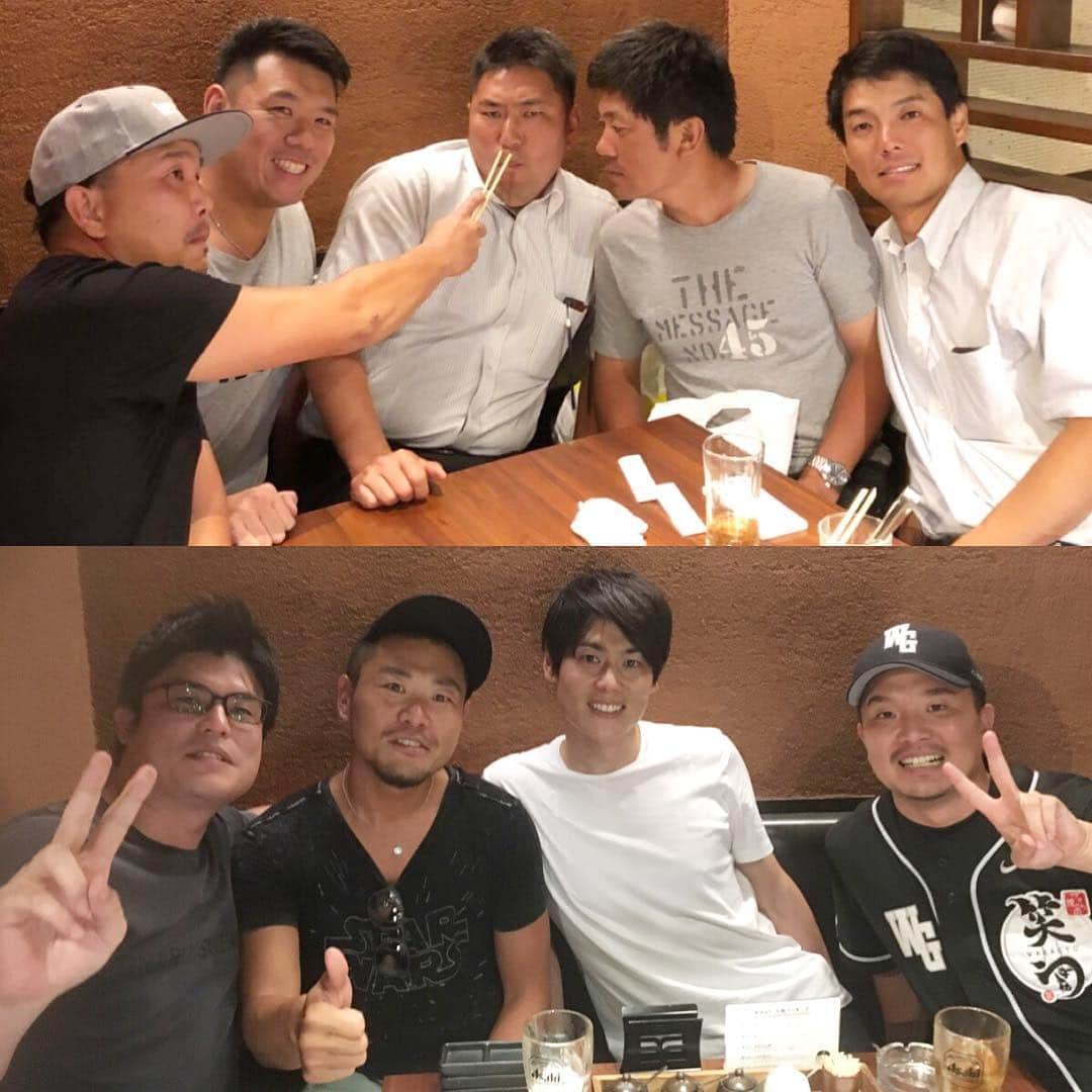 大西宏明のインスタグラム：「PL学園の同級生達と最近よく会えてる🤗  #pl学園  #44期  #上の写真 #右から  #大阪ガス硬式野球部コーチ #稲田学  #近畿大学野球部コーチ #松丸文政 #東京農業大学北海道オホーツク野球部監督 #三垣勝巳 #プロゴルファー #辻本祐次 #下の写真左から #不動産王  #濱田大  #謎のカリフォルニアン #石橋勇一郎 #ズームイン  #上重聡  #思い出話が尽きない  #良き夜  #ええね  #ほなっ！！」