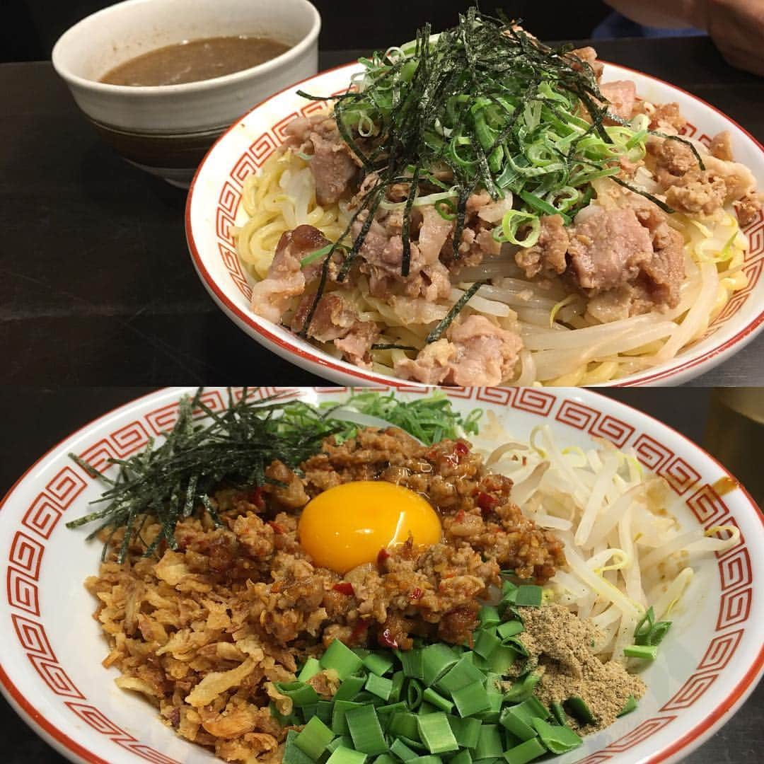 内田美希のインスタグラム：「夕飯にかたぶつ食堂という店に行きました。  私はまぜそば。 主人はつけ麺。  とてもボリューミィだったけど 美味しくて完食(笑)  #まぜそば#つけ麺」