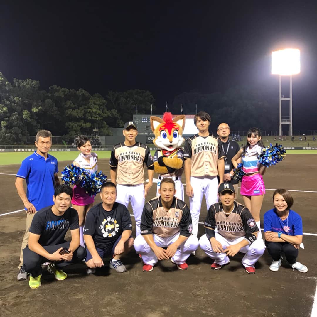 のインスタグラム：「皆さんお疲れ様です！ 今日も暑いけど頑張りましょう！ オールスターの写真を載しときます！ 試合には出れなかったけどレベルの高いバッティング、守備を目の前で見れて満足でした！！ #中田翔#オールスター#北海道日本ハムファイターズ」
