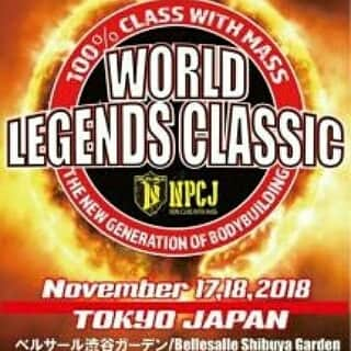 REIKAさんのインスタグラム写真 - (REIKAInstagram)「11/17,18の『NPCJ WORLD LEGENDS CLASSIC』は『IFBB PROFESSIONAL LEAGUE JAPAN PRO』と『IFBB PROFESSIONAL LEAGUE PRO QUALIFIER』が同時開催✨✨ . 凄い😭❤ 世界の有名プロ選手達が続々と日本にやってくるわけです！  そして11/17(土)に開催されるIFBB PROFESSIONAL LEAGUEのプロ資格を得る日本初のコンテスト「PRO QUALIFIER/TOKYO」のポスターにREIKA載ってます😭❤ . こんな凄い選手達に囲まれて私気絶しそう(。>д<) . 各チケットが販売スタートしました！  去年は１週間で完売したので応援&観戦に来る方々は早めのご購入オススメします★  ちなみに『NPCJ WORLD LEGENDS CLASSIC』のビキニカテゴリーは、11/18(日)に開催されます★  #NPCJ #IFBB」7月17日 17時20分 - reika_japan