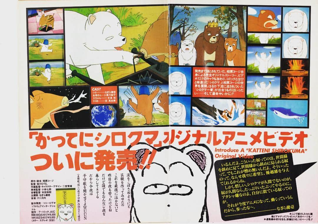 相原コージさんのインスタグラム写真 - (相原コージInstagram)「『かってにシロクマ』OVAの公告 #かってにシロクマ #OVA #VHS #ビデオ #アニメ #なぎら健壱 #video  #anime  #漫画アクション」7月23日 16時46分 - kojiaihara