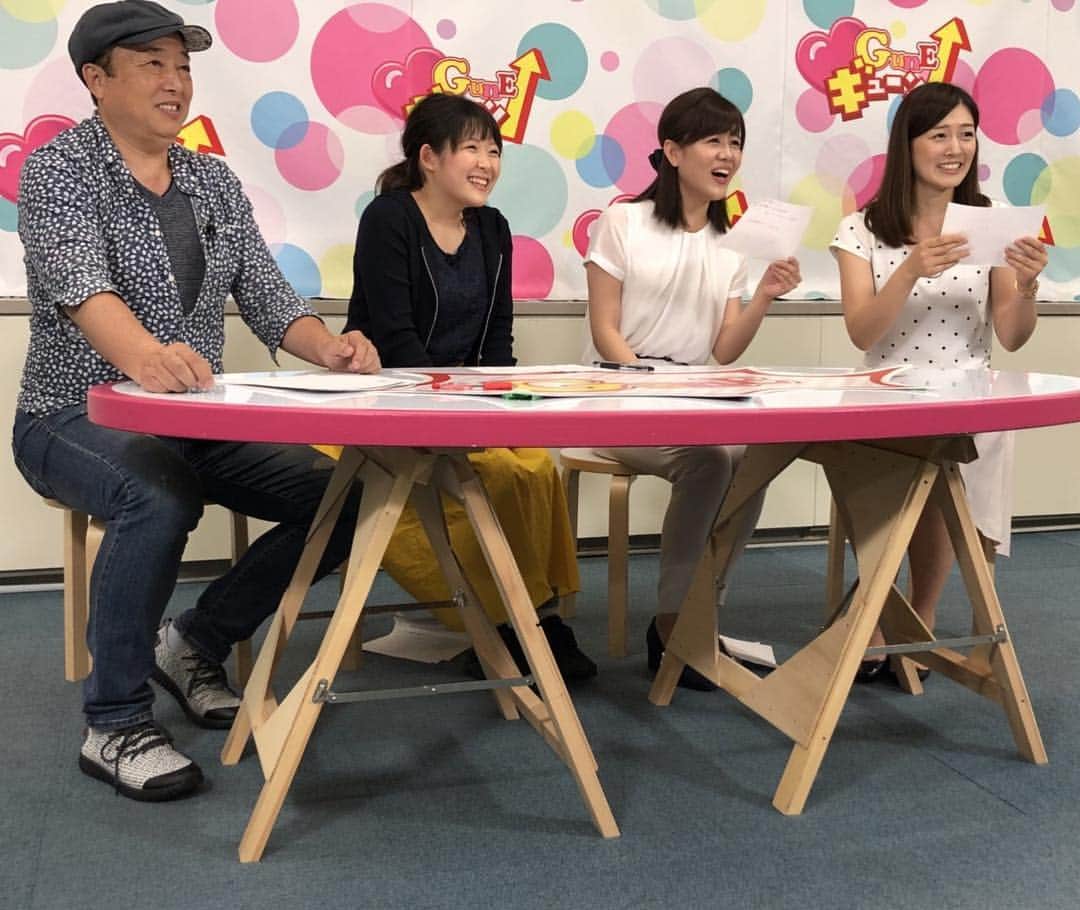 ytv女子アナ向上委員会のインスタグラム：「澤口、中村が困り顔で読む原稿とは？ ヒント:イヤイヨイヤイヨイヤイ  答えは明日のギューンで！  #ギューン #諸國沙代子 #中村秀香 #澤口実歩 #ガダルカナルタカ #複雑すぎる #ダジャレ #暑さが過ぎる #暑中お見舞い申し上げます」