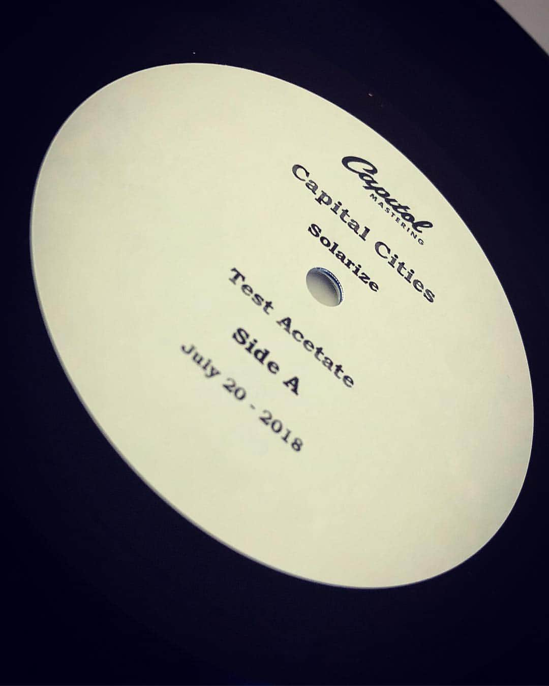 キャピタル・シティーズさんのインスタグラム写真 - (キャピタル・シティーズInstagram)「Just received the acetate for the vinyl for our second album “Solarize”. Now all I need is a record player. An acetate is a reference copy that the band approves before a master is sent to manufacturing. Woohoo!!」7月24日 10時09分 - capitalcities