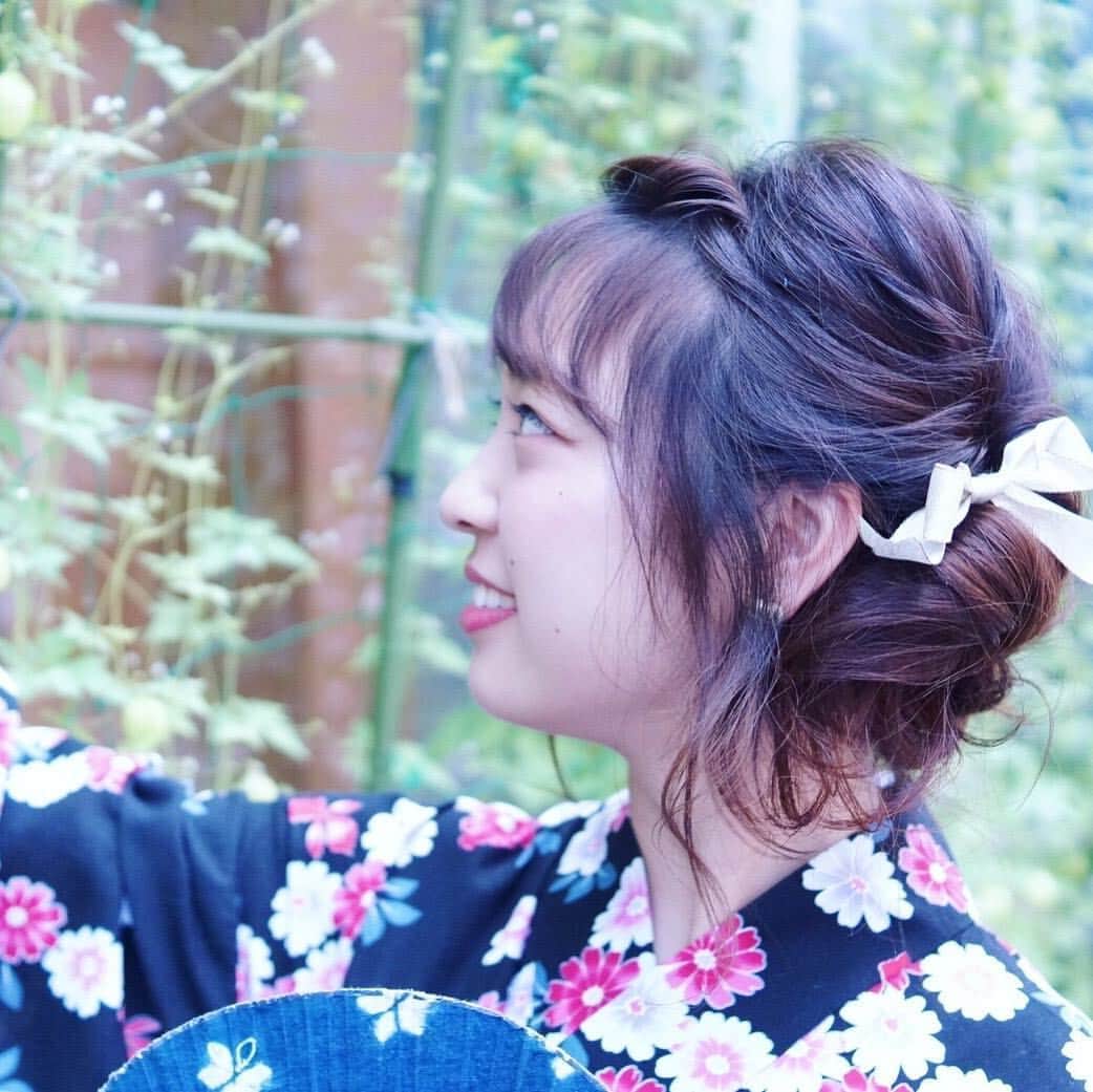 石橋美季のインスタグラム：「髪型も可愛くしていただきました😊 #千葉大#ミスコン」